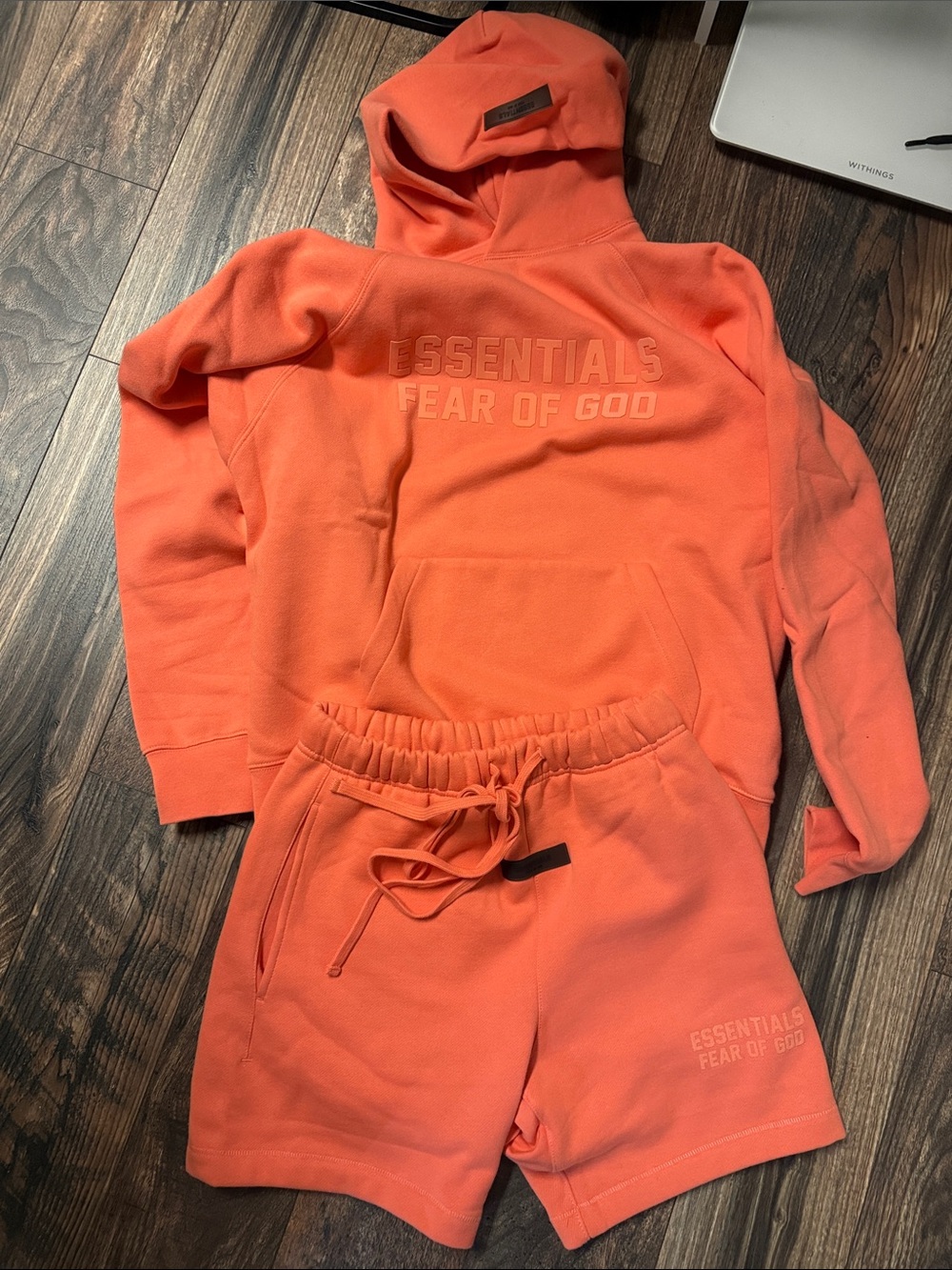 Essentials fear of God coral Hoodie & Shorts Set. Xs. New!